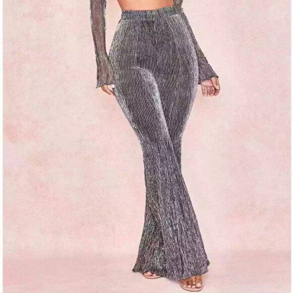 House of CB Pants - NWT House of CB London NWT Alexandra Silver + Black Sparkly Metallic Pants S